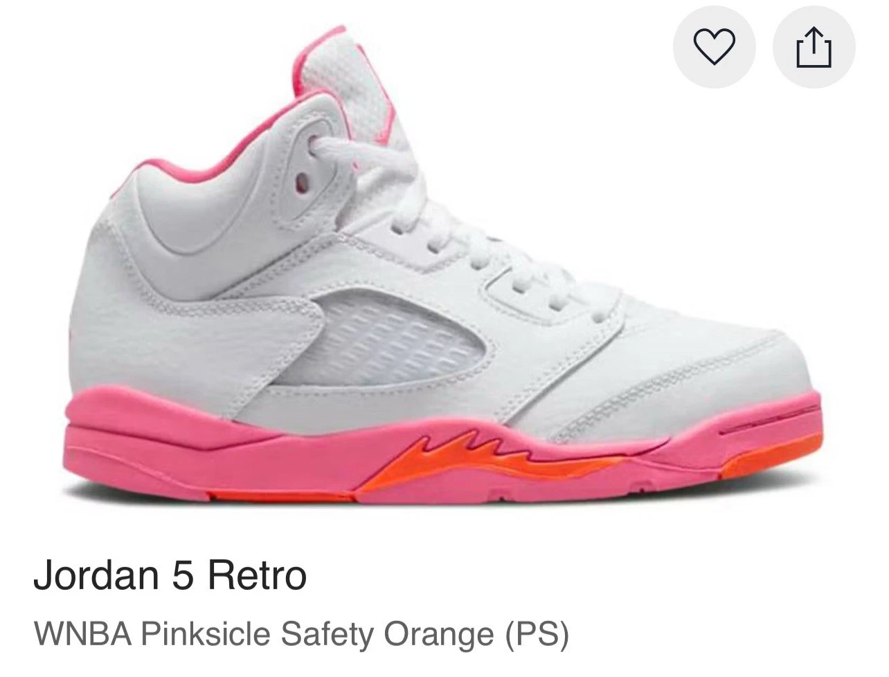 Taglia 2Y (PS) Jordan 5 Retro Mid Pinksicle
