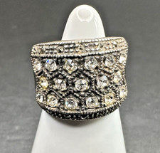 Vintage CW Sterling Silver 925 Clear Rhinestone and Marcasite Ring Size 5.75