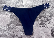 NWT VICTORIA'S SECRET PINK SMALL NAVY BLUE WHITE THICK SIDE STRAP THONG PANTIES