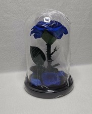 Preserved Rose in Glass Dome Eternal Enchanted Forever Purplish Blue