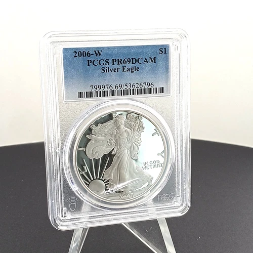 2006-W PCGS PR69 DCAM American Silver Eagle 20th Yr Issue Cracked Holder