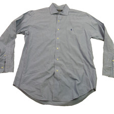 Polo Ralph Lauren Shirt Mens 16 Long Sleeve Button Front Plaid Custom Fit Blue