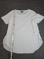 Banana Republic Women's Blouse Medium White Black Polka Dots Sheer