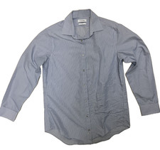 Calvin Klein Slim Fit Men’s Shirt Medium Dress Shirt 100% Cotton Blue Striped