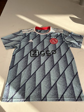adidas Ajax Away Shirt Blue size largeShort Sleeve No Name/Number