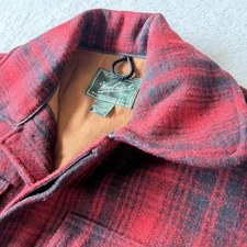 Woolrich Mens Plaid Wool Blend Hunting Coat Jacket Sz M | Heavyweight Game Pouch