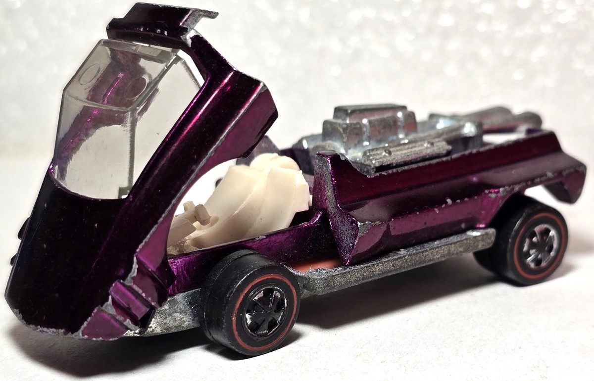 Redline Hot Wheels 71 Hauler poilu MAGENTA carte non poinçonnée et étui