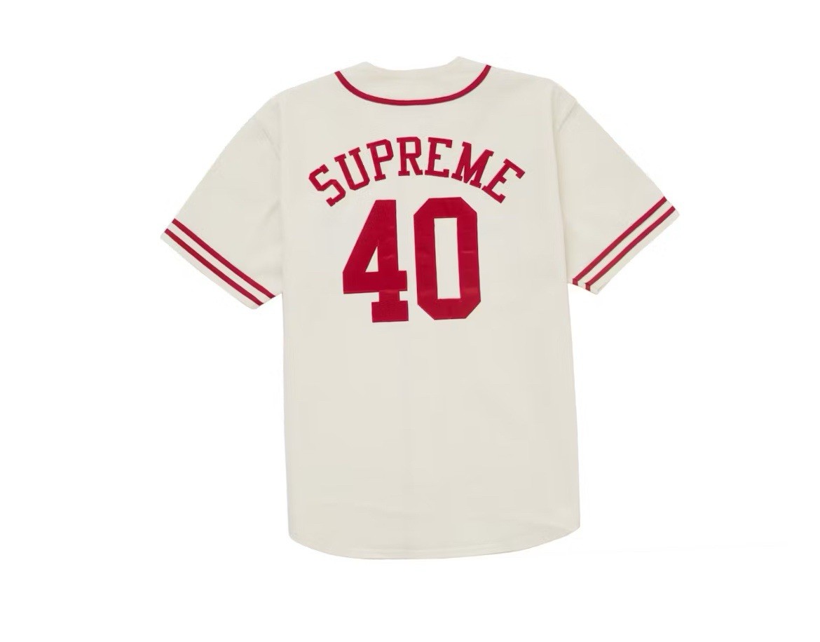 Supreme 40 Acres Twill Baseball Jersey White - Size Medium 