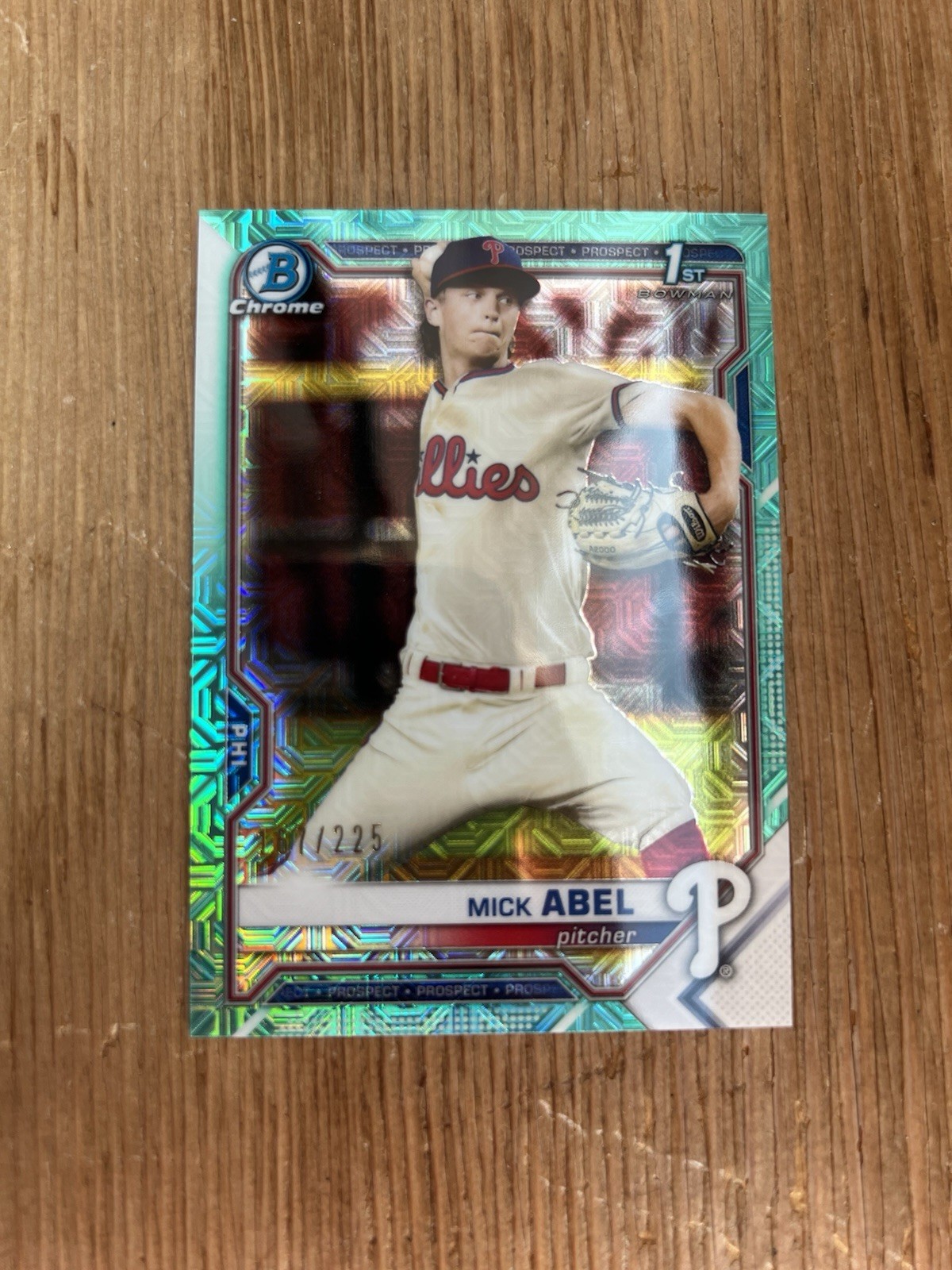 2021 Bowman Chrome Prospects Mick Abel #BCP-42 Aqua Mojo Refractor /225 (RC)