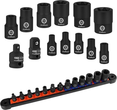 ''Juego Riel De Dados Estrella E Torx Hembra Llaves De Vaso Fácil Almacenar 13 PC