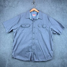 Wrangler Premium Quality Mens XL Gray Short Sleeve Button Up Work Shirt Cotton