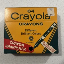 64 Vintage Crayola Crayons Binney Smith Retired Colors Sharpener Most Never Used
