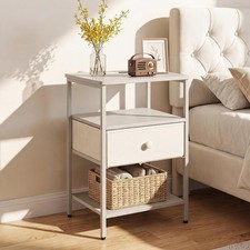 Nightstand with Drawer Charging Station 3-Tier Open Storage Side Table End Table