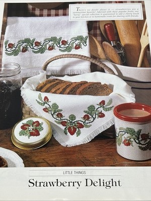 Strawberry Delight Bread Cloth Towel Cross Stitch Pattern Magazine Pages