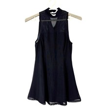 Minkpink Black Skater Mini Dress Halter Mesh Fit Flare Medium Goth Grunge Punk