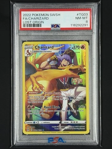 Pokémon TCG Charizard Lost Origin Holo Ultra Rare Card TG03/TG30 PSA 8