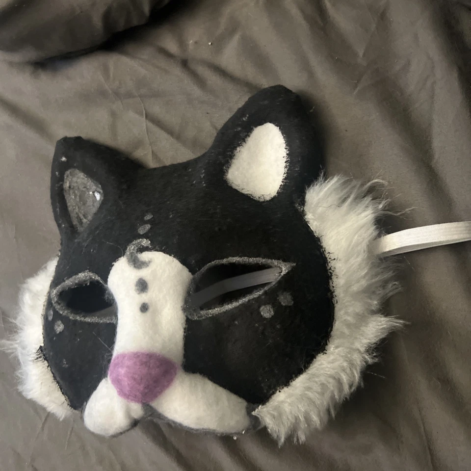 Halloween Therian Cat Mask-black And White Moon Cat - Image 4 of 4