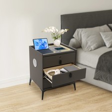 Bedside Cabinet With 3drawers Wood Smart Bedside Table Floor Standing Side Table