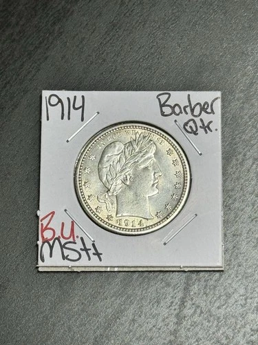1914 Barber Silver Quarter Stunning BU Uncirculated MS++ US Type Coin (Raw16818)