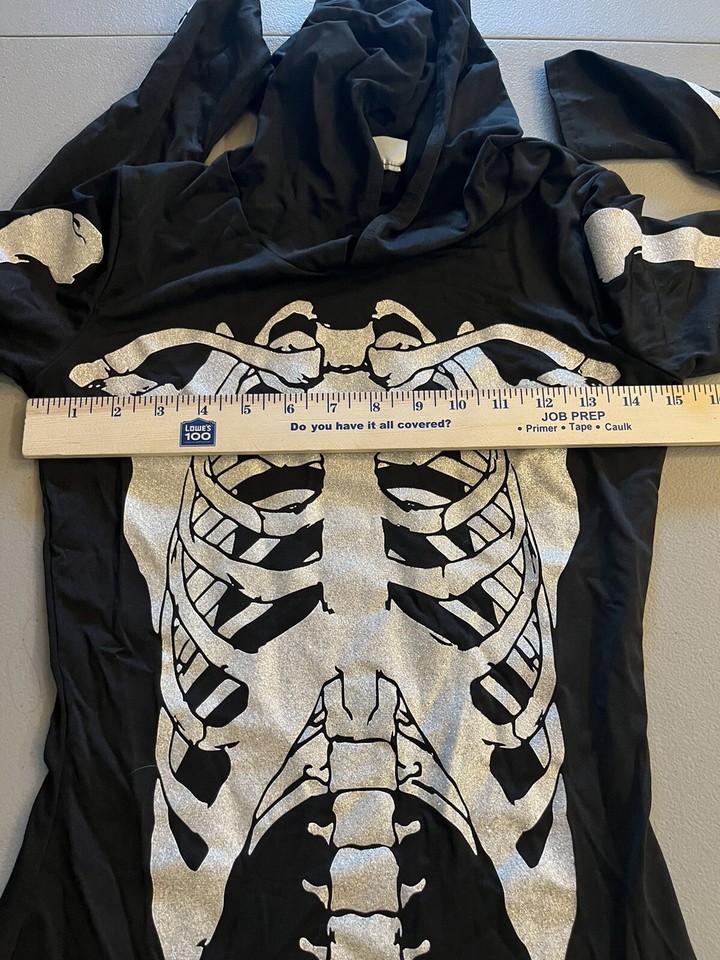 Spirit Halloween Costume Women’s Small Black Skeleton Hooded Dress eBay