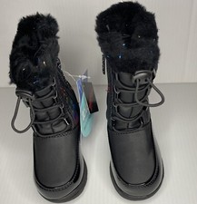 Totes Girls Toddler Winter Waterproof Snow Boots Reena Black Unicorn Size 6T New