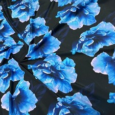Bright Flowers Blue Print 4 way Stretch Fabric 60" wide Swimsuit Spandex By Yard