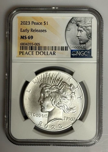 2023 $1 Peace Silver Dollar NGC MS 69 Early Releases Peace Label W/OGP