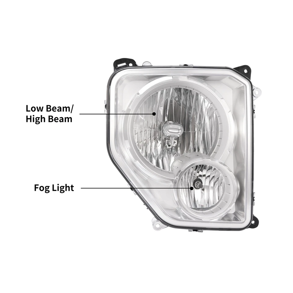 New Headlight For Jeep Liberty 2008-2012 Right Chrome With Fog Lights CH2503196 Foto 2 de 4