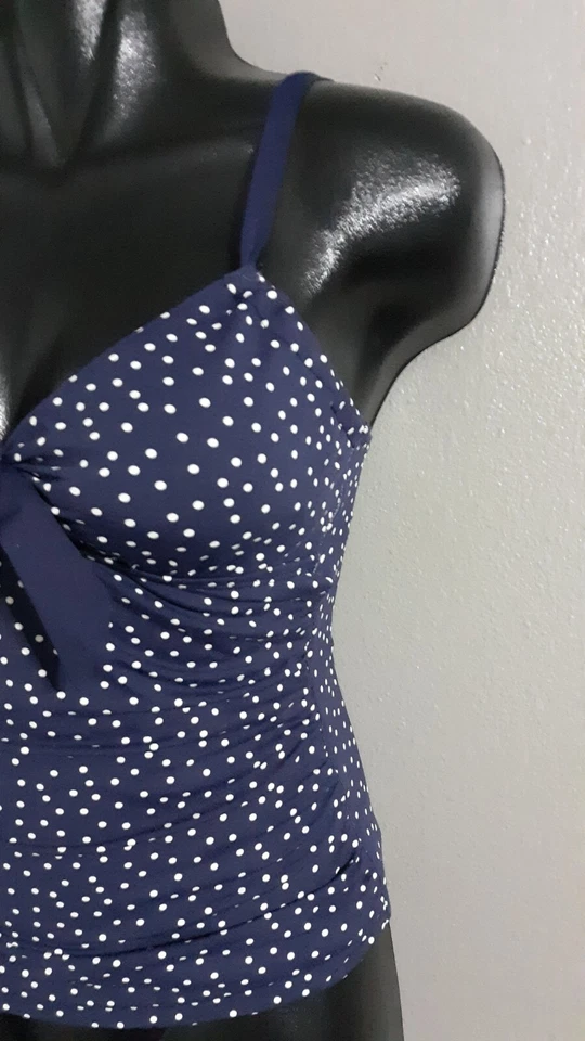 TOP TANKINI MUJER TOMMY BAHAMA AZUL.IMPRESIÓN LUNARES.TALLA XS Foto 3 de 4
