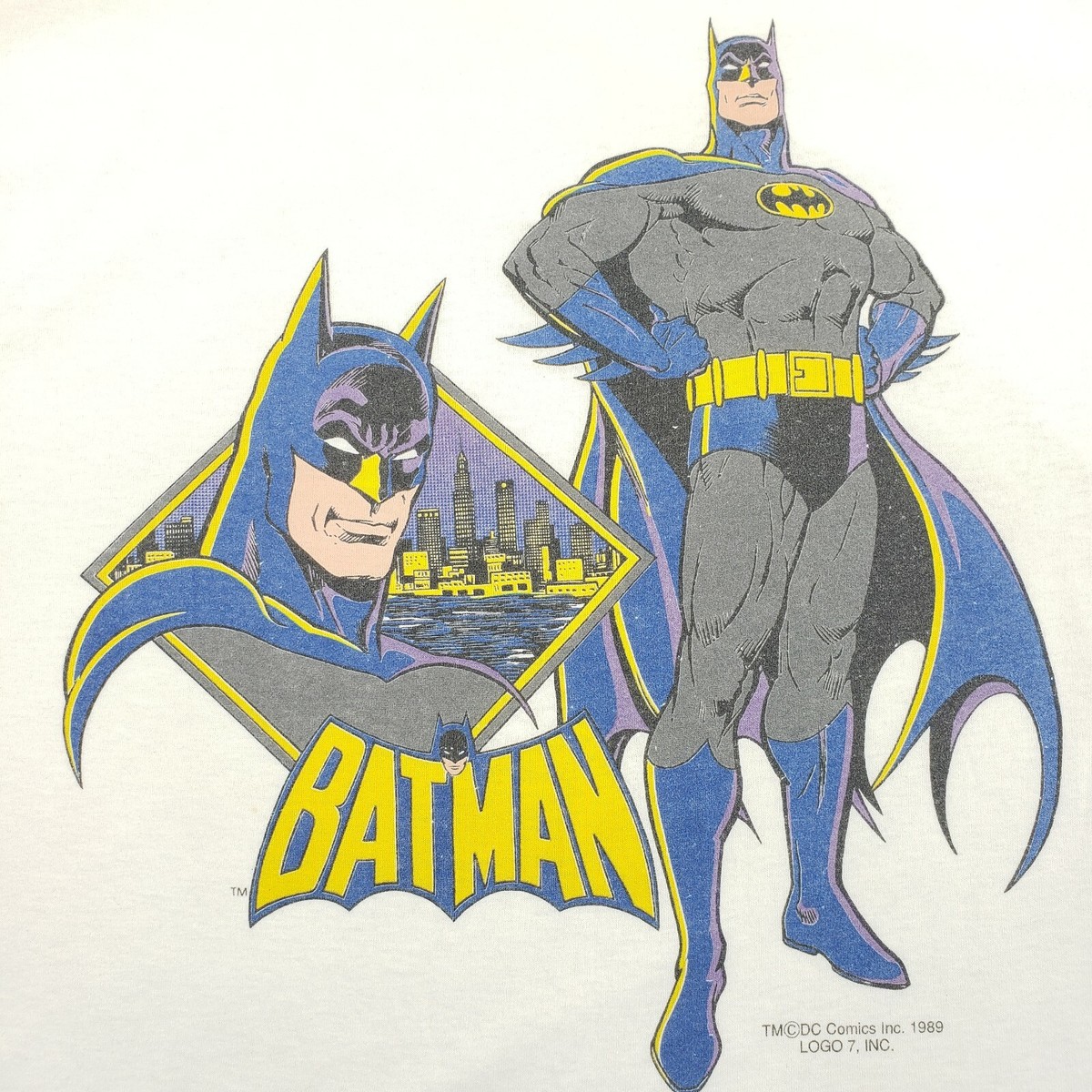 Vintage 1989 Batman DC Comics Logo 7 Single Stitch White T Shirt