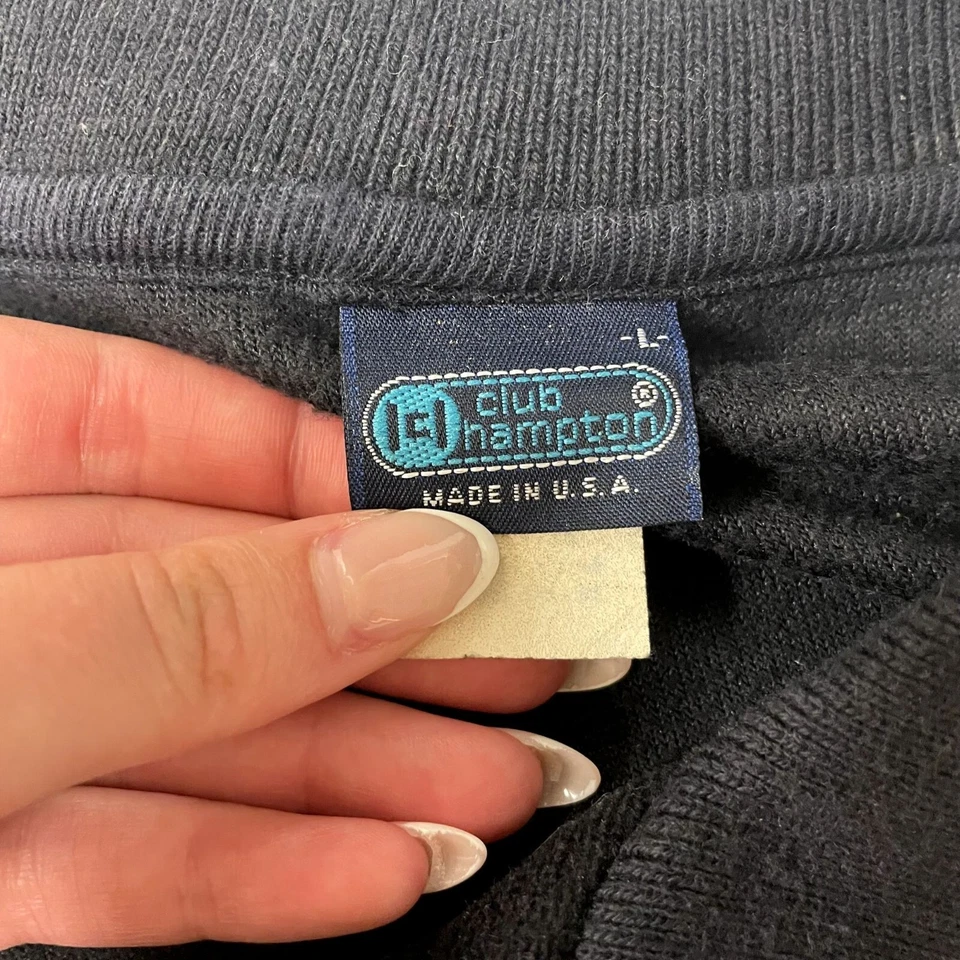 De Colección Años 70 Club Hampton Negro VELOUR MoD Manga Larga TERCIOPELO Polo DISCO Camisa EE. UU. L Foto 4 de 4