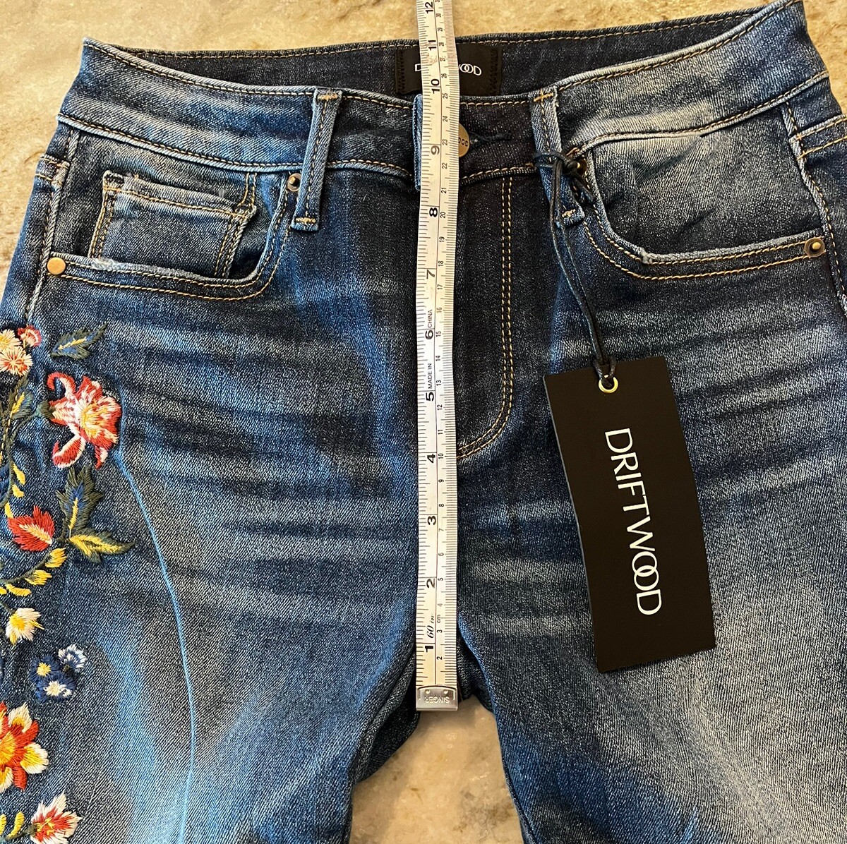 Driftwood Kelly Equinox Blue Floral Embroidered Flare Bootcut Jeans