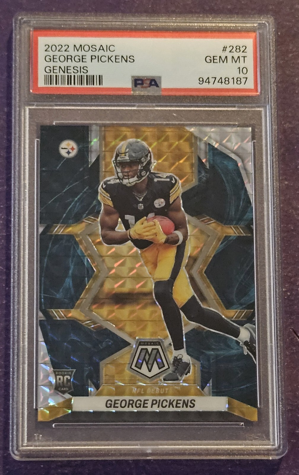 2022 Mosaic FB #282 George Pickens NFL Debut Genesis RC PSA 10 Gem Mint Steelers