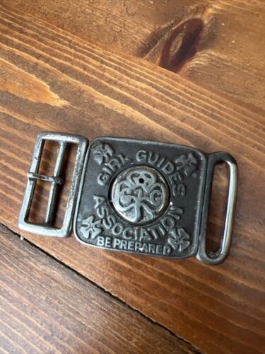 vintage girl guide belt Buckle And Leather Belt - Picture 1 of 7