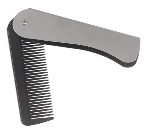Black & Silver Colour Folding Unisex Travel Hair Comb Lightweight Handbag Pocket - Picture 4 of 6