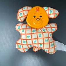 Fisher Price Orange Dog Baby Rattle Toy Terry Cloth Fabric Plastic 653 Vintage