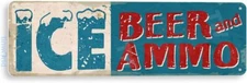 Tinworld Tin Sign: Ice Beer Ammo Sign Marina Sign Restaurant Rustic Metal Decor