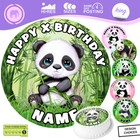 Panda Bear Cake Topper Decoration Personalised Circle Round Edible Icing