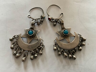 ESTATE INDIAN NATIVE AM TURQUOISE STERLING SILVER STUD EARRINGS 925 SOUTHWEST
