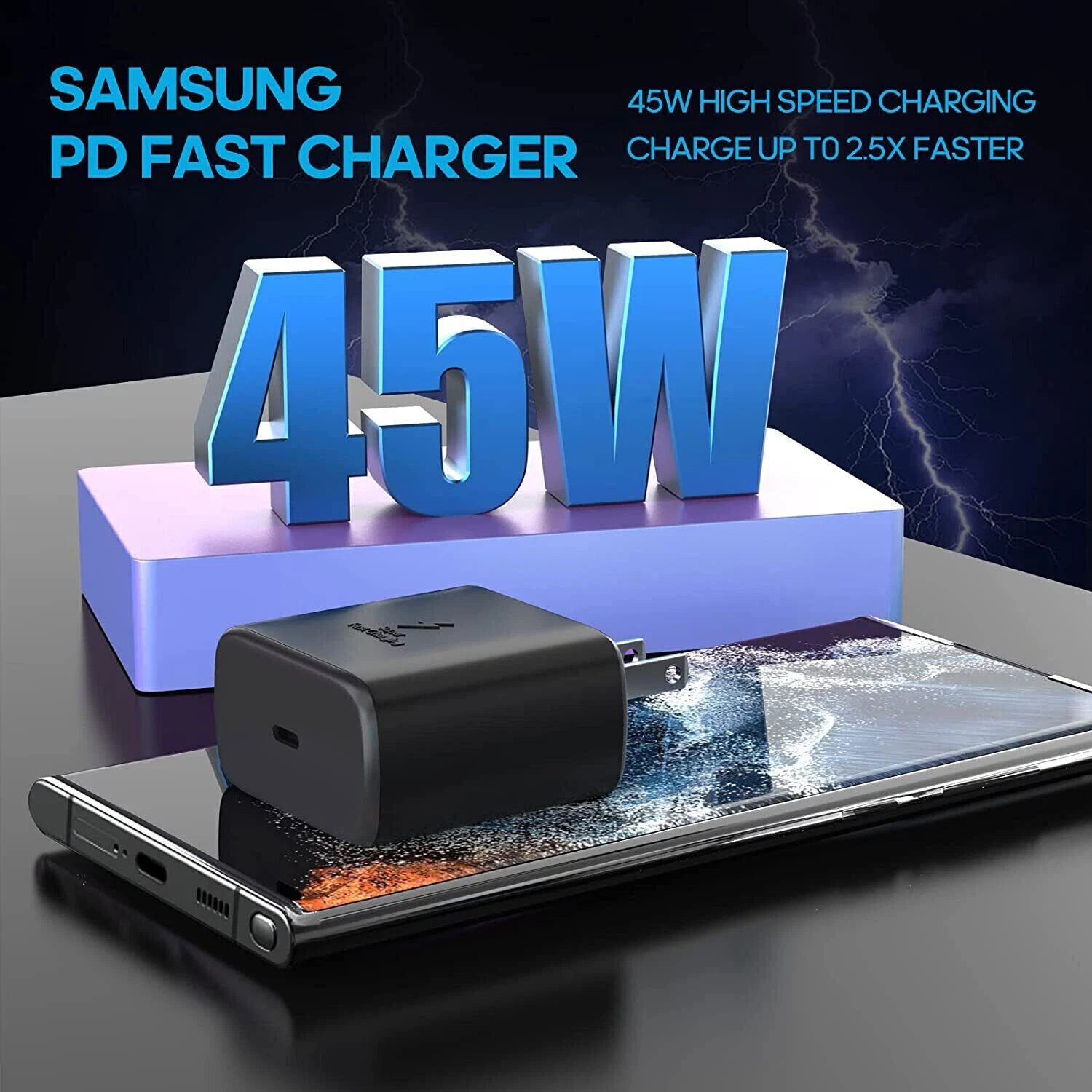 45w Type USB-C Super Fast Wall Charger +6FT Cable For Samsung Galaxy S23 S22 S21 image 3