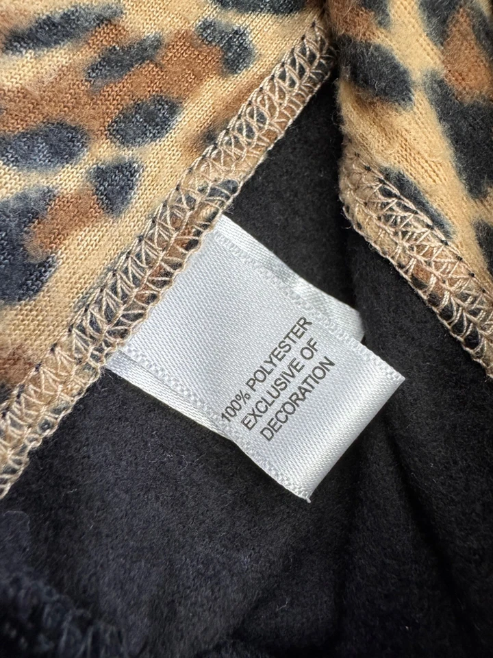 DKNY Sweatshirt Women Large Cheetah Leopard Faux Fur Fleece Crewneck Pullover - Image 4 of 4