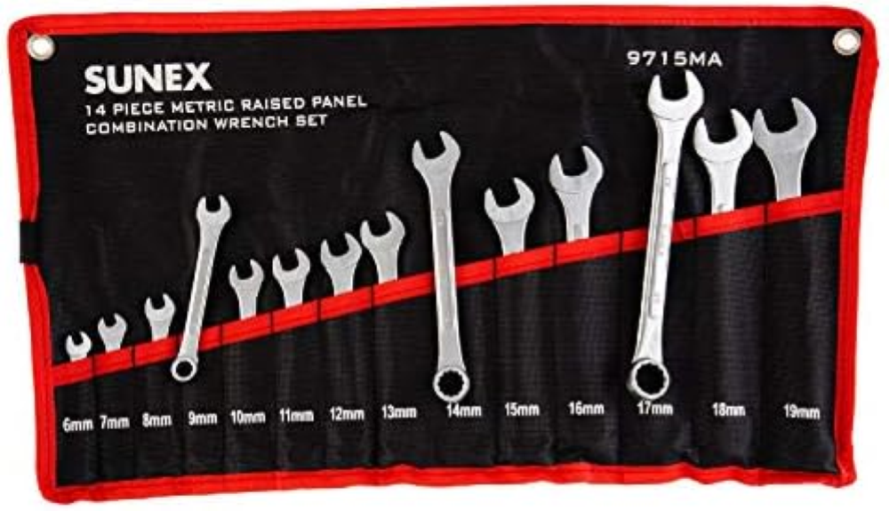 Sunex 9715 Metric raised panel combination wrench set, 14 pezzi