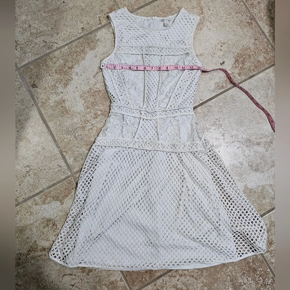 OFF WHITE Abito svasato Cato foderato all'uncinetto tennis fit taglia 4 bianco sporco preppy pizzo costiero