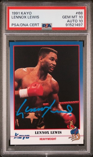 LENNOX LEWIS 1991 KAYO BOXING SIGNED ROOKIE CARD - PSA 10 GEM MINT w PSA 10 AUTO