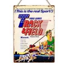 Track and Field Retro Video Game Metal Wall Sign Classic Konami Arcade NES Geek