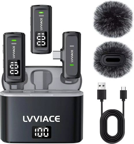 LVVIACE Wireless Lavalier Microphone for Phones with USB Type C ports - 第 1/6 張圖片