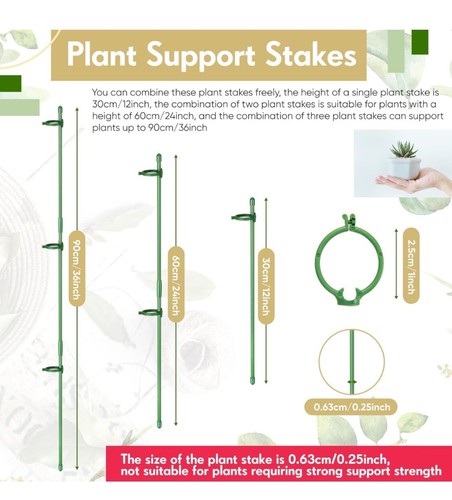30 Pcs Adjustable Plant Support Stakes Garden Single Stem Support Stake Plant Ca - Picture 2 of 5