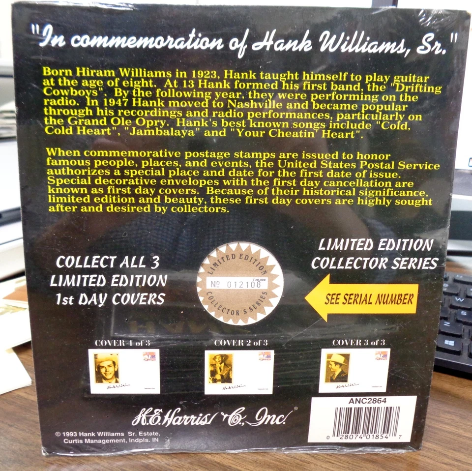 LOT OF 20 HANK WILLIAMS SR. LTD ED. FDC COVER JUNE 9, 1993 NUMBERED EDITIONS - Image 3 of 3