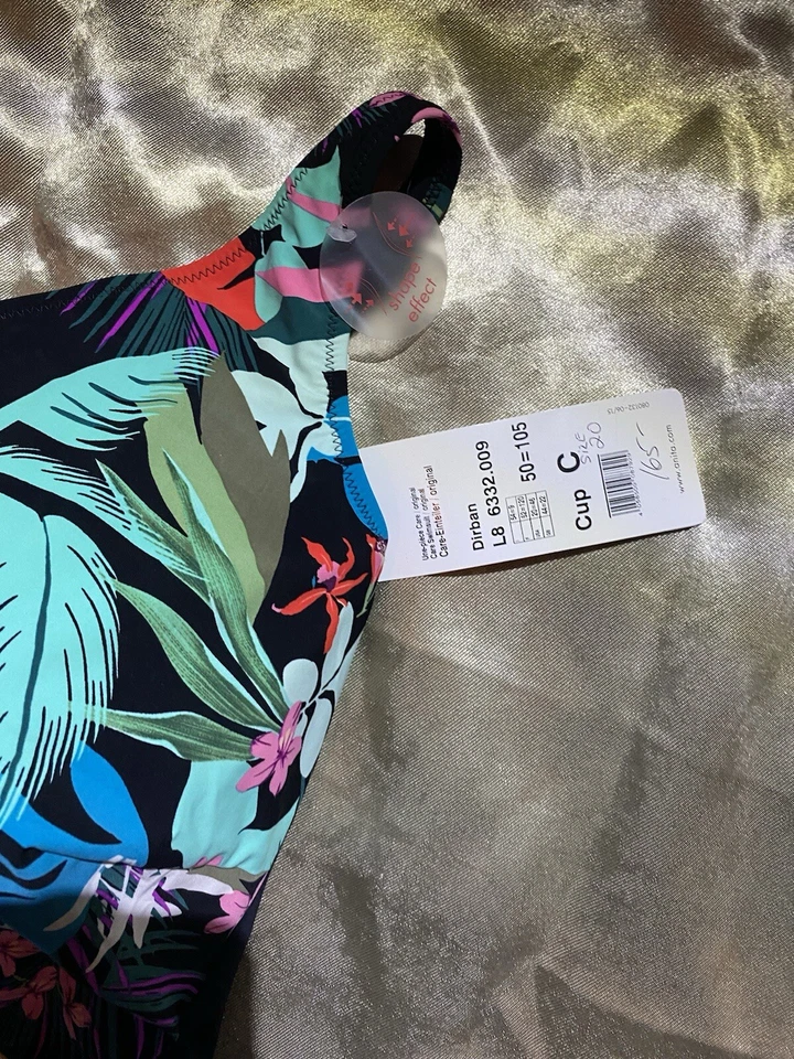 Anita Care BLACK With  Floral Pattern One Piece Swimsuit, Dirban US 20 C Cup NWT - Изображение 3 из 4