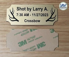 Custom Engraved 1.25x3 Gold 1st Elk Hunt Trophy Plaque Plate Emblem Deer Hunting